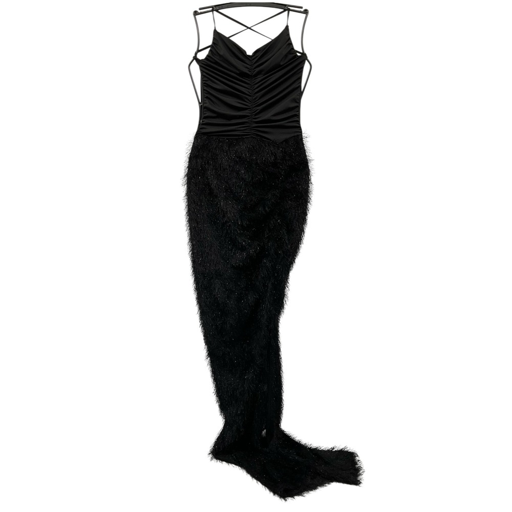 Black Mermaid Maxi Dress Eyelash Fring Sz L Romantic Gothcore Whimsigoth Witchy